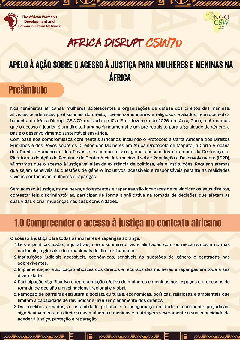 Africa Disrupt CSW70 Call to Action – Portuguese