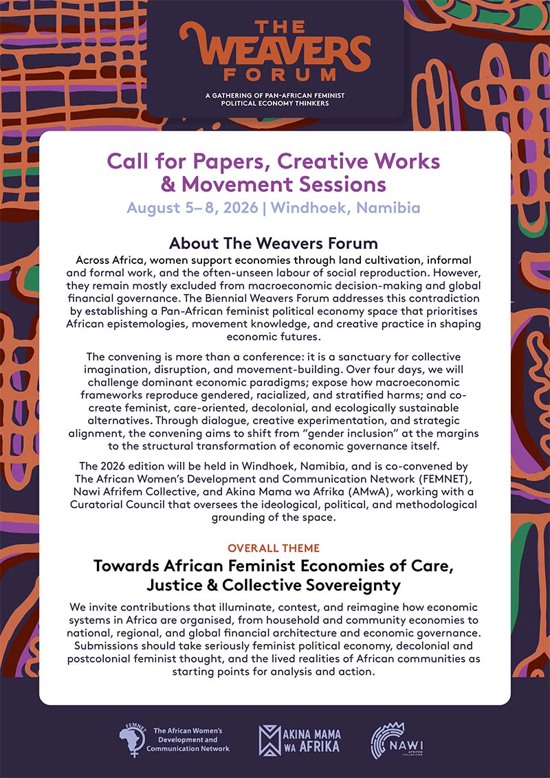 The Weavers Forum – Call for Papers, Creative Works & Movement Sessions